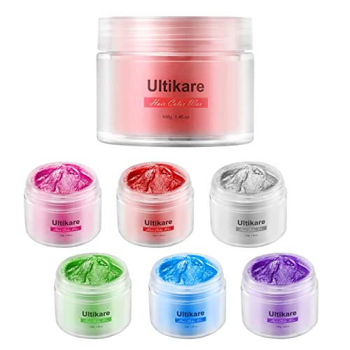 Temporäre Haarfarbe Creme, Ultikare Haarfarbe Wachs Temporäre Haarfarbe Set Instant DIY Cosplay für Karneval Weihnachten Halloween-Partys für Männer und Frauen 6 colors von Ultikare