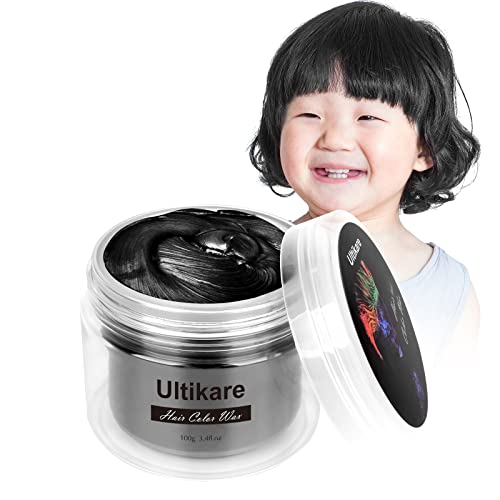 Temporäres Haarfarbe Wachs, Ultikare Unisex Haarfärbemittel Wachs Natürliches Buntes Haarwachs Haarstylingcreme für Männer Frauen Party Cosplay, Halloween 100g /3.4 oz (schwarz)… von Ultikare