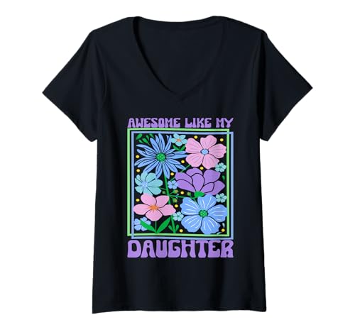 Damen Fantastisch wie Meine Töchter Lustiger Mutter-Vatertag Mama Papa T-Shirt mit V-Ausschnitt von Ultimate Designs for Dad Father Papa Daddy