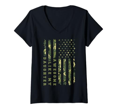 Damen Fantastisch wie Meine Töchter Lustiger Mutter-Vatertag Mama Papa T-Shirt mit V-Ausschnitt von Ultimate Designs for Dad Father Papa Daddy