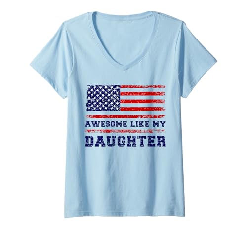 Damen Fantastisch wie Meine Töchter Lustiger Mutter-Vatertag Mama Papa T-Shirt mit V-Ausschnitt von Ultimate Designs for Dad Father Papa Daddy