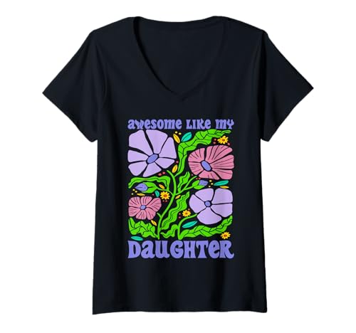 Damen Fantastisch wie meine Töchter Lustiger Mutter-Vatertag Mama Papa T-Shirt mit V-Ausschnitt von Ultimate Designs for Dad Father Papa Daddy