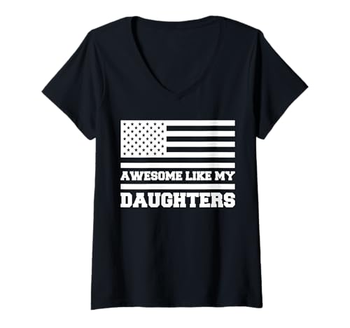 Damen Fantastisch wie meine Töchter Lustiger Mutter-Vatertag Mama Papa T-Shirt mit V-Ausschnitt von Ultimate Designs for Dad Father Papa Daddy