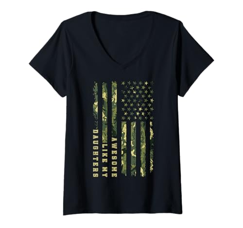 Damen Fantastisch wie meine Töchter Lustiger Mutter-Vatertag Mama Papa T-Shirt mit V-Ausschnitt von Ultimate Designs for Dad Father Papa Daddy