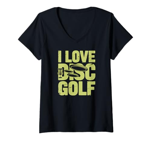 Damen Lustiges Spiel für Discgolf-Enthusiasten T-Shirt mit V-Ausschnitt von Ultimate Flying Disc Sports Enthusiasts