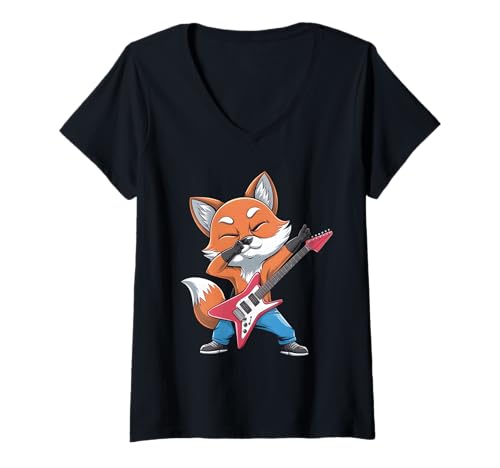 Damen Dabbing Fox Rockstar Dance Design für Coole Fuchs-Liebhaber T-Shirt mit V-Ausschnitt Damen Dabbing Fox Rockstar Dance Design für Coole Fuchs-Liebhaber T-Shirt mit V-Ausschnitt von Ultimate Fox Enthusiasts Merchandise Collection