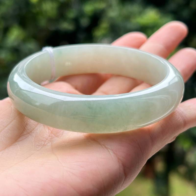 Jadeit Jade Armreif - 58.88 Mm Uniform Faint Grün Grau | Grade-A Jade Mb4Llk15 von UltimateJadeite