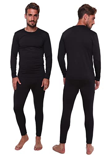 Outland Thermo-Unterwäsche-Set für Herren, Basisschicht, weiches Fleece, warmes Langarm-Shirt und lange Unterhose., schwarz, Large von Ultra Dry