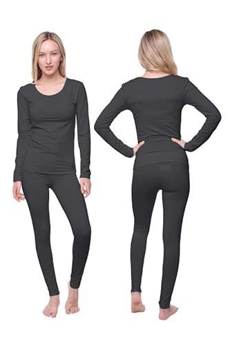 Thermo-Unterwäsche-Set für Damen, Lange Unterhosen; mittelschweres, weiches Fleece-Unterwäsche; warme Winter-Langarm-Weste, Top und Leggings Hose für kaltes Wetter, grau, 50 von Ultra Dry