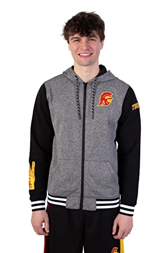 Ultra Game Herren Kapuzenpullover mit durchgehendem Reißverschluss Kapuzen-Sweatshirt, Schwarz meliert, Medium von Ultra Game