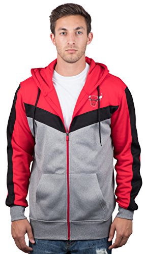 Ultra Game Herren Weiche Fleece-Jacke mit Durchgehendem NBA Kapuzenpullover mit Rückenschnitt, Team-Farbe, kontrastierender Reißverschluss, Large von Ultra Game