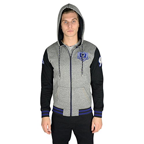 Ultra Game ICER Brands NFL Herren Fleece-Kapuzenpullover Letterman Varsity Jacket, Teamfarbe, Herren, Full Zip Fleece Hoodie Letterman Varsity Jacket, Team Color, schwarz, Medium von Ultra Game