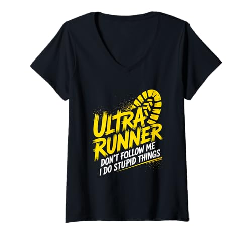 Damen Lustiges Zitat Ultra Runner Don't Follow Me I Do Stupid Things T-Shirt mit V-Ausschnitt Damen Lustiges Zitat Ultra Runner Don't Follow Me I Do Stupid Things T-Shirt mit V-Ausschnitt von Ultra Runner Stupid Things Fun Running Gear
