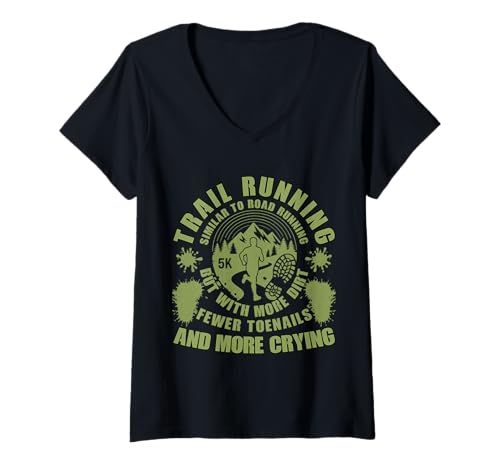 Damen Trail Running Ultra Zitat - Mountain Dirt Endurance Fun T-Shirt mit V-Ausschnitt von Ultra Trail Legends