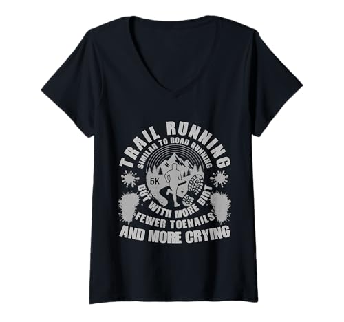 Damen Trail Running Ultra Zitat - Mountain Dirt Endurance Fun T-Shirt mit V-Ausschnitt von Ultra Trail Legends