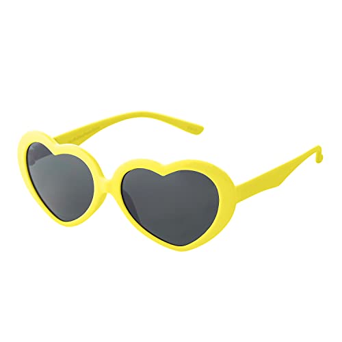 Ultra Gelb Herz Sonnenbrille Klassische Herzbrille im Love Heart Style Rahmen Kinder Mädchen mit UV400 Schutz Retro Lolita Love Frame Sonnenbrille Kinder Mädchen Heart Shaped von UltraByEasyPeasyStore