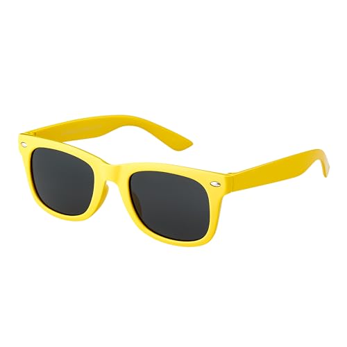 Ultra Gelb Klassische Sonnenbrille für Kinder UV400 Schutz UVA UVB Unisex Mädchen Jungen Retro Vintage Brille von UltraByEasyPeasyStore