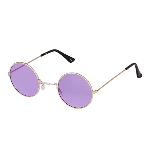 Ultra Gläser mit Goldenem Rahmen in Lila Klein John Lennon Sonnenbrille Stile Erwachsene Retro Rund Sonnenbrille Männer Frauen UV400 Klassische Brillen Unisex Sonnenbrille Herren Sonnenbrille Damen von UltraByEasyPeasyStore