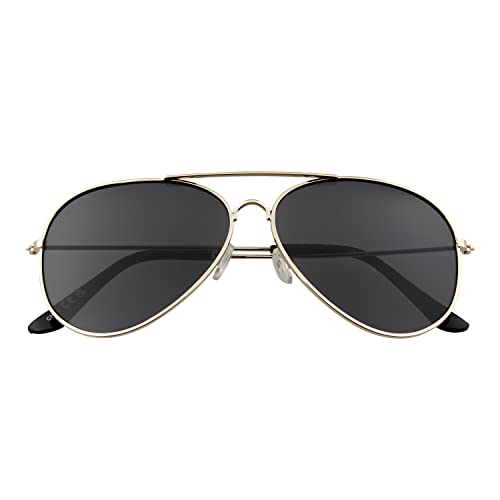 Ultra Gold mit Schwarzen Linsen Kinder Pilot Sonnenbrille Jungen Mädchen Klassische Metall UV400 Schutz Brillen Schatten Unisex von UltraByEasyPeasyStore