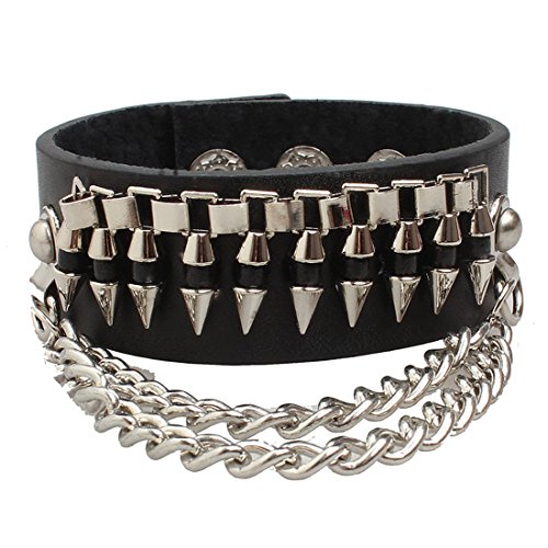 Ultra Kugel Reihe u Ketten Leder Goth Steampunk Armband Emo Punk Cyber ​​Wrist Cuff Herren Damen Armbänder Biker Rock Vintage Gothic Stil Erwachsene Herren Armbänder Damen Armband Cyber ​ von UltraByEasyPeasyStore