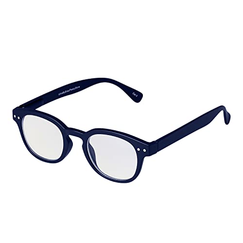 Ultra Navy Blau +2.0 Hornumrandete Lesebrille Dioptrien Transparente Brille Leichte, Bequeme Damen-Herren-Lesebrille Nicht Verschreibungspflichtige Linsen Faltbare Brillen im Designer-Stil von UltraByEasyPeasyStore