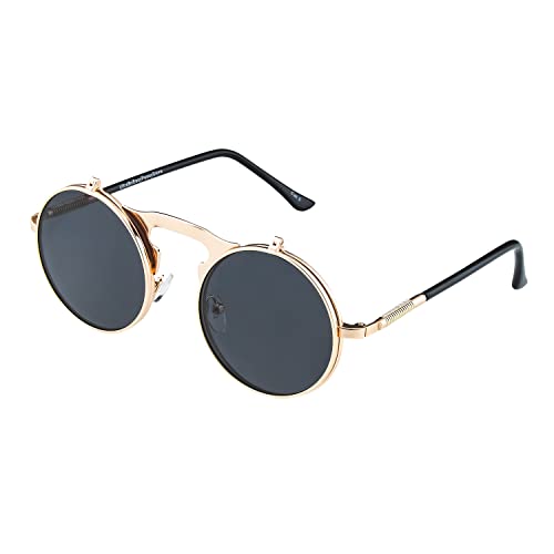 Ultra Or mit Schwarzen Linsen Rundum Klapp-Steampunk Unisex-Sonnenbrille UV400 UVA UVB Schutz Retro Männer Frauen Brille Vintage von UltraByEasyPeasyStore