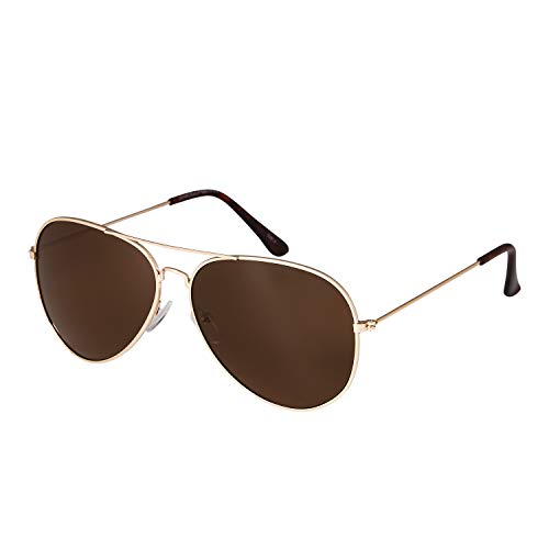Ultra Pilot Sonnenbrille – Erwachsene Goldrahmen mit Braunen Gläsern Herren- und Damensonnenbrille Metallrahmen Retro 80er Jahre Klassischer Stil Damen Herren UV400-Schutz Navigator von UltraByEasyPeasyStore