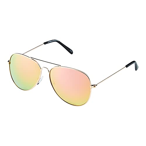 Ultra Pilot Sonnenbrille – Erwachsene Goldrahmen mit Rosa Verspiegelten Gläsern Herren- und Damensonnenbrille Metallrahmen Retro 80er Jahre Klassischer Stil Damen Herren UV400-Schutz Navigator von UltraByEasyPeasyStore