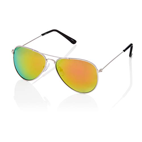 Ultra Pilot Sonnenbrille – Erwachsene Silber mit Rosa Sonnenunterganggläsern Herren- und Damensonnenbrille Metallrahmen Retro 80er Jahre Klassischer Stil Damen Herren UV400-Schutz Navigator von UltraByEasyPeasyStore