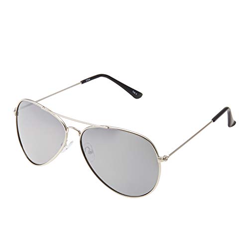 Ultra Pilot Sonnenbrille – Erwachsene Silber mit Silberfarbenen Gläsern Herren- und Damensonnenbrille Metallrahmen Retro 80er Jahre Klassischer Stil Damen Herren UV400-Schutz Navigator von UltraByEasyPeasyStore