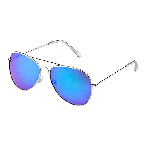 Ultra Pilot Sonnenbrille – Erwachsene Silberner Rahmen mit Blauen bis Grünen Flip-Gläsern Herren- und Damensonnenbrille Metallrahmen Retro 80er Jahre Klassischer Stil Damen Herren UV400-Schutz von UltraByEasyPeasyStore