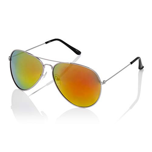 Ultra Pilot Sonnenbrille – Erwachsene Silberner Rahmen mit Gebrannten Orangefarbenen Gläsern Herren- und Damensonnenbrille Metallrahmen Retro 80er Jahre Klassischer Stil Damen Herren UV400-Schutz von UltraByEasyPeasyStore