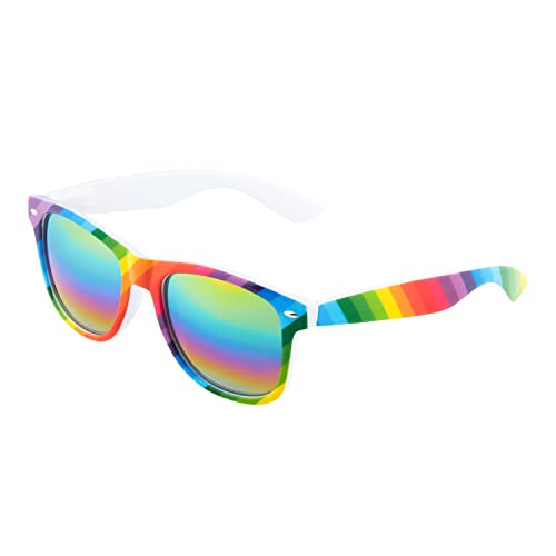 Ultra Regenbogen mit Regenbogenlinsen Gläsern Unisex Retro 80s Vintage Style Coole Sonnenbrille Männer Frauen Können Klassische Sonnenbrillen tragen Männer Sonnenbrillen Frauen UV400 von UltraByEasyPeasyStore