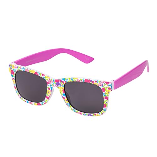 Ultra Rosa Blumenmuster Schwarz Klassische Sonnenbrille für Kinder UV400 Schutz UVA UVB Unisex Mädchen Jungen Retro Vintage Brille von UltraByEasyPeasyStore