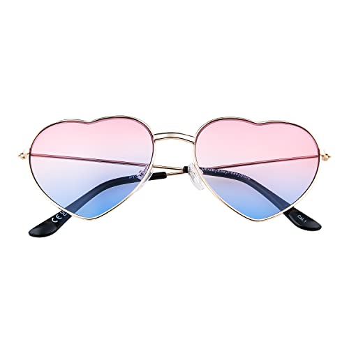 Ultra Rosafarbener Rahmen für Damen, rosafarbene bis blaue Linsen, herzförmige Sonnenbrille, Sonnenbrille im Retro-Stil, UV400-Schattierungen, UVA-UVB-Schutz, Sonnenbrille, Damen-Herz-Sonnenbrille von UltraByEasyPeasyStore