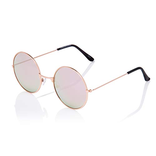 Ultra Roségold mit Roségoldenen Gläsern Erwachsene Retro Runde Große John Lennon Stil Sonnenbrille Mann Sonnenbrille Damen Klassische Herren Damen Vintage Retro UV400 Brille Unisex Runde von UltraByEasyPeasyStore