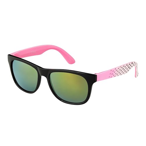 Ultra Schwarz mit Verspiegelten Gläsern in Rosa Arms Klassische Sonnenbrille für Kinder UV400 Schutz UVA UVB Unisex Mädchen Jungen Retro Vintage Brille von UltraByEasyPeasyStore