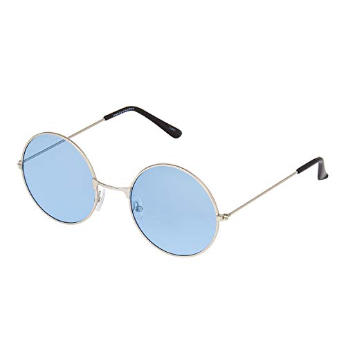 Ultra Silber mit Blauen Gläsern Erwachsene Retro Runde Große John Lennon Stil Sonnenbrille Mann Sonnenbrille Damen Klassische Herren Damen Vintage Retro UV400 Brille Unisex Runde Brille Kreisbrille von UltraByEasyPeasyStore