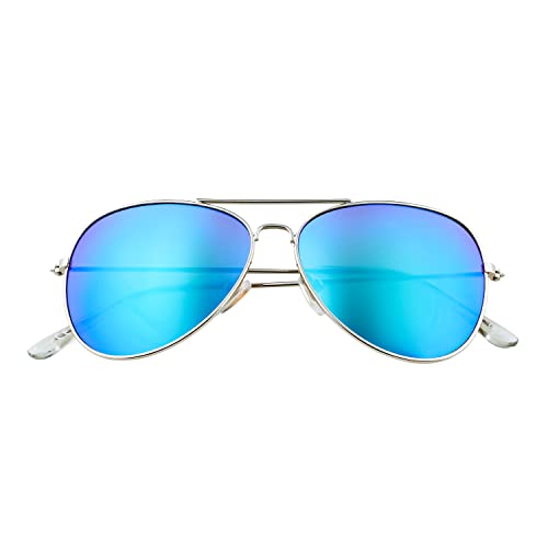 Ultra Silber mit Grün Verspiegelten Gläsern Kinder Pilot Sonnenbrille Jungen Mädchen Klassische Metall UV400 Schutz Brillen Schatten Unisex von UltraByEasyPeasyStore