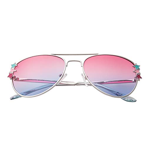 Ultra Silber mit Rosa bis Blauen Gläsern Kinder Pilot Sonnenbrille Jungen Mädchen Klassische Metall UV400 Schutz Brillen Schatten Unisex von UltraByEasyPeasyStore