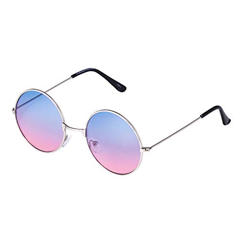 Ultra Silber mit Rosa bis Violetten Gläsern Erwachsene Retro Runde Große John Lennon Stil Sonnenbrille Mann Sonnenbrille Damen Klassische Herren Damen Vintage Retro UV400 Brille Unisex Runde von UltraByEasyPeasyStore