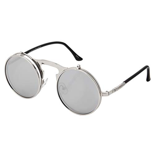 Ultra Silber mit Verspiegelten Linsen Rundum Klapp-Steampunk Unisex-Sonnenbrille UV400 UVA UVB Schutz Retro Männer Frauen Brille Vintage von UltraByEasyPeasyStore