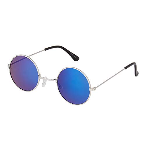 Ultra Silberrahmen, Hellblaue Gläser Klein John Lennon Sonnenbrille Stile Erwachsene Retro Rund Sonnenbrille Männer Frauen UV400 Klassische Brillen Unisex Sonnenbrille Herren Sonnenbrille Damen von UltraByEasyPeasyStore