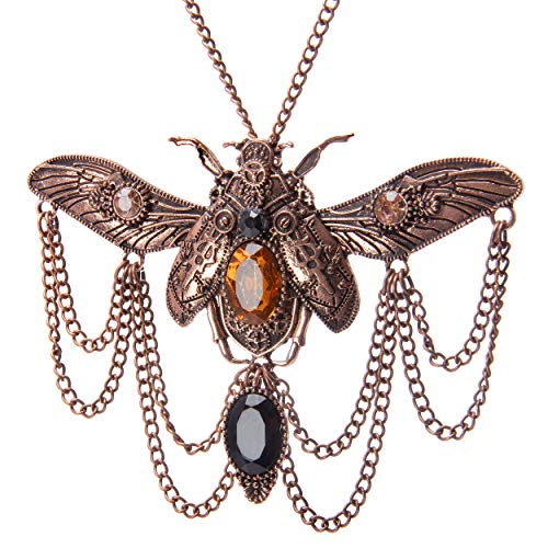 Ultra Skarabäus Style Steampunk Halsketten Classic Cyber Victorian Punk Herren Damen Schmuck Kette und Anhänger Kupfer Vintage Cosplay Zubehör Steam Halskette für Männer Frauen von UltraByEasyPeasyStore