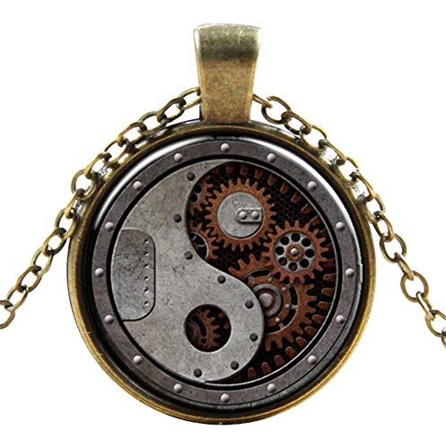 Ultra Yin und Yang Style Steampunk Halsketten Classic Cyber Victorian Punk Herren Damen Schmuck Kette und Anhänger Kupfer Vintage Cosplay Zubehör Steam Halskette für Männer Frauen von UltraByEasyPeasyStore