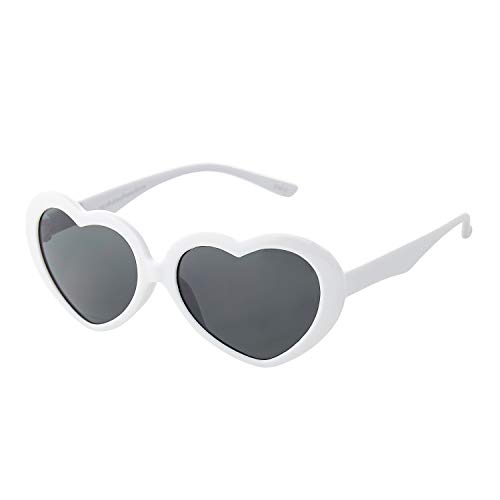 Ultra Weiß Herz Sonnenbrille Klassische Herzbrille im Love Heart Style Rahmen Kinder Mädchen mit UV400 Schutz Retro Lolita Love Frame Sonnenbrille Kinder Mädchen Heart Shaped von UltraByEasyPeasyStore