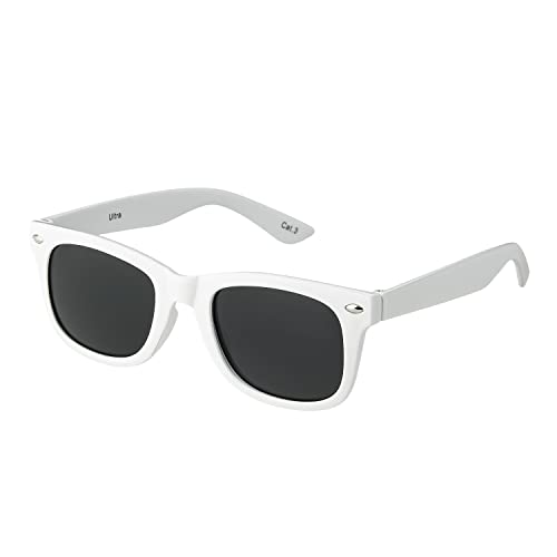 Ultra White Klassische Sonnenbrille für Kinder UV400 Schutz UVA UVB Unisex Mädchen Jungen Retro Vintage Brille von UltraByEasyPeasyStore