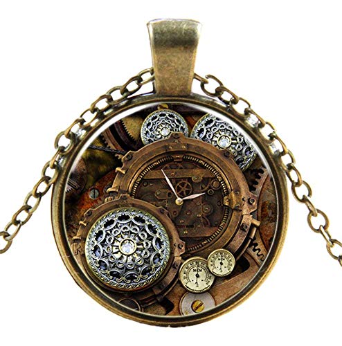 Ultra Zahnrad-Stil 2 ansehen Style Steampunk Halsketten Classic Cyber Victorian Punk Herren Damen Schmuck Kette und Anhänger Kupfer Vintage Cosplay Zubehör Steam Halskette für Männer Frauen von UltraByEasyPeasyStore