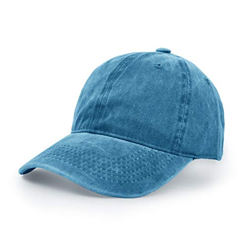 Baseballmütze, Waschbarer Stoff Baumwolle Verstellbarer Outdoor Sonnenhut Lässiger Unisex-Hip-Hop-Hut Hysteresenkappe See Blau von UltraKey