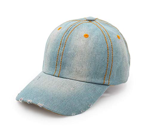 UltraKey Jeansbaseballmütze, Unisex Sport Casual Damen Herren Sonnenhut Outdoor Cowboyhut Shabby Design Himmel Blau von UltraKey